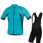 2017 Fahrradbekleidung Gore Bike Wear Power Alp-x pro Blau Trikot Kurzarm und Tragerhose